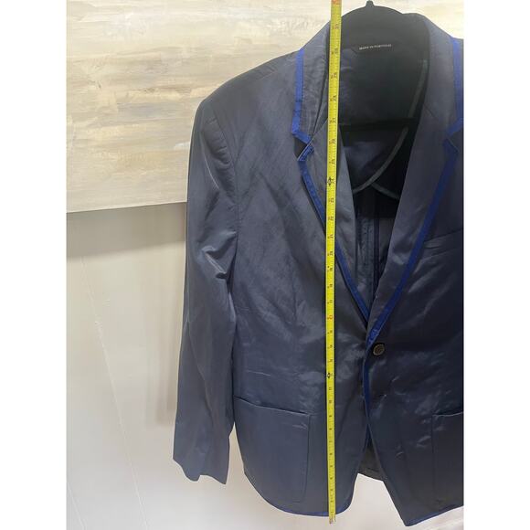 Paul Smith Men's Mid-Fit Navy Stretch Organic Cotton Unlined Blazer - Picture 6 of 7